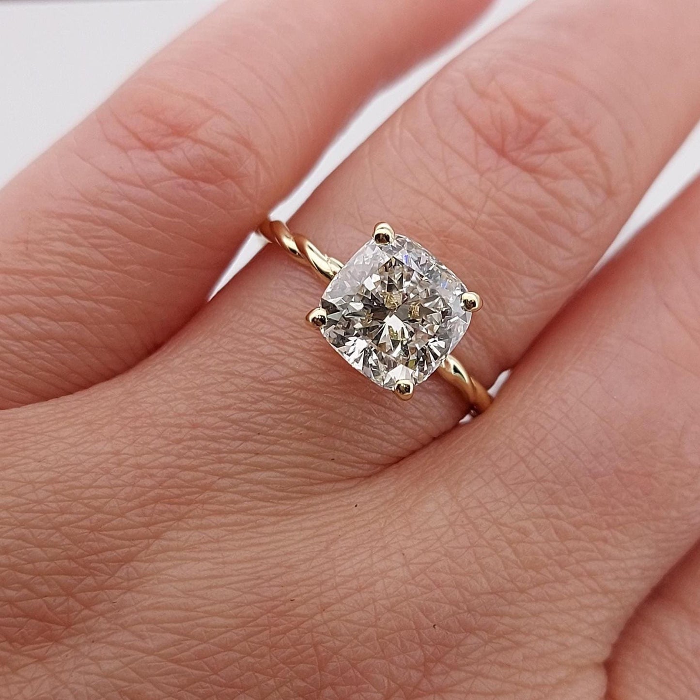 3.5 Ct IGI Certified Cushion Lab Diamond Engagement Ring Cushion cut 1Ct Moissanite Brilliant Cut engagement ring in 935 Argentium Silver — custom handcrafted by Forever For Love