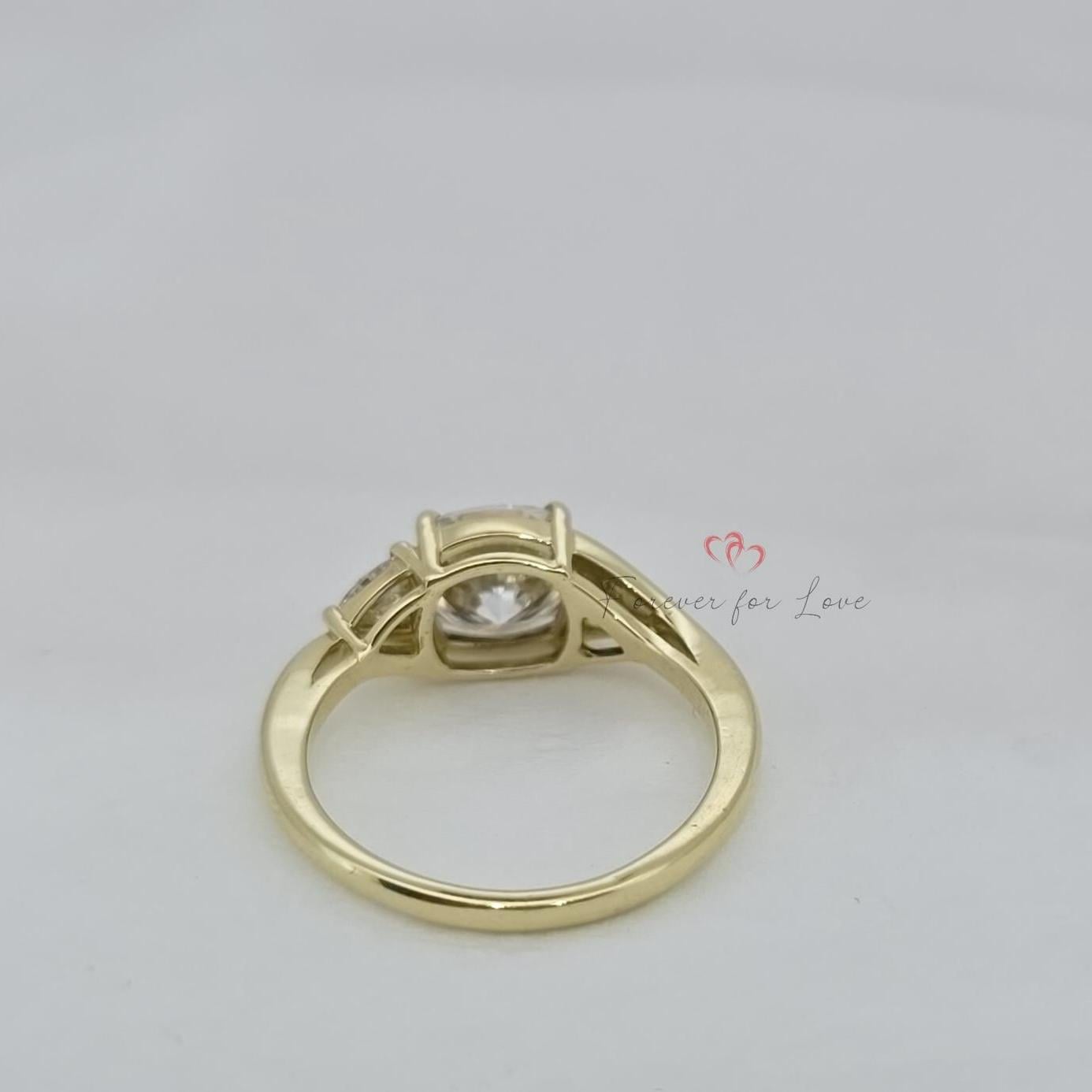 1.5 CT IGI Certified Cushion Lab Created Brilliant Cut Ring Diamond Engagement Ring, Cushion Three stone cluster Lab Grown Engagement Ring