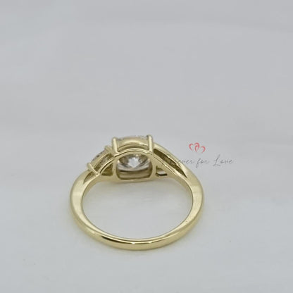 1.5 CT IGI Certified Cushion Lab Created Brilliant Cut Ring Diamond Engagement Ring, Cushion Three stone cluster Lab Grown Engagement Ring