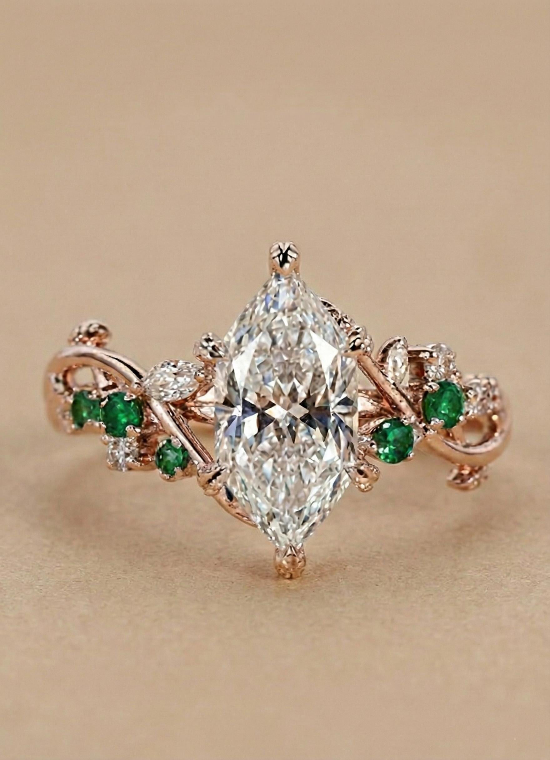 Marquise Lab Diamond Wedding Ring