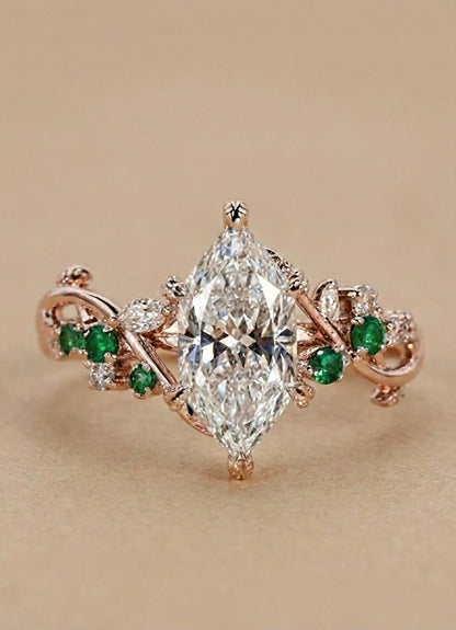 Marquise Lab Diamond Wedding Ring