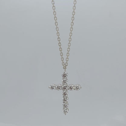 14 Karat Massivgold Diamant Kreuz Halskette für Damen, Diamant Kreuz Anhänger, Religiöser Schmuck, Christlicher Glaubensanhänger, Kreuz Geschenk für Frauen