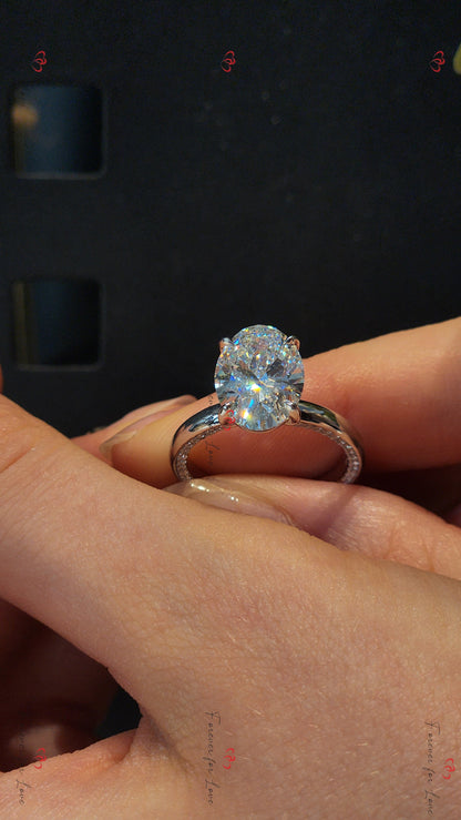 3.5 Ct IGI Certified Oval Lab Diamond Engagement Ring