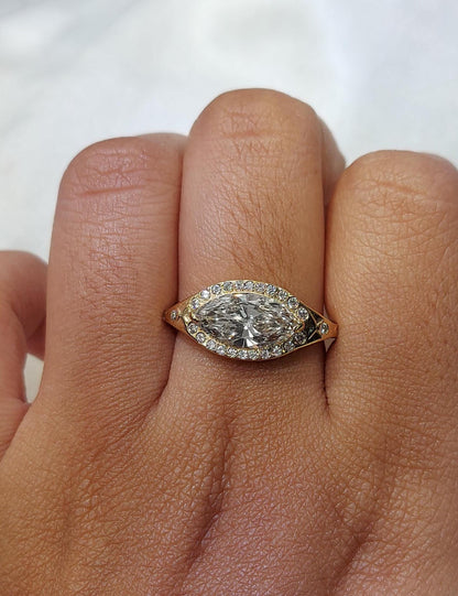 1.4 Ct Marquise Lab Diamond Engagement Ring
