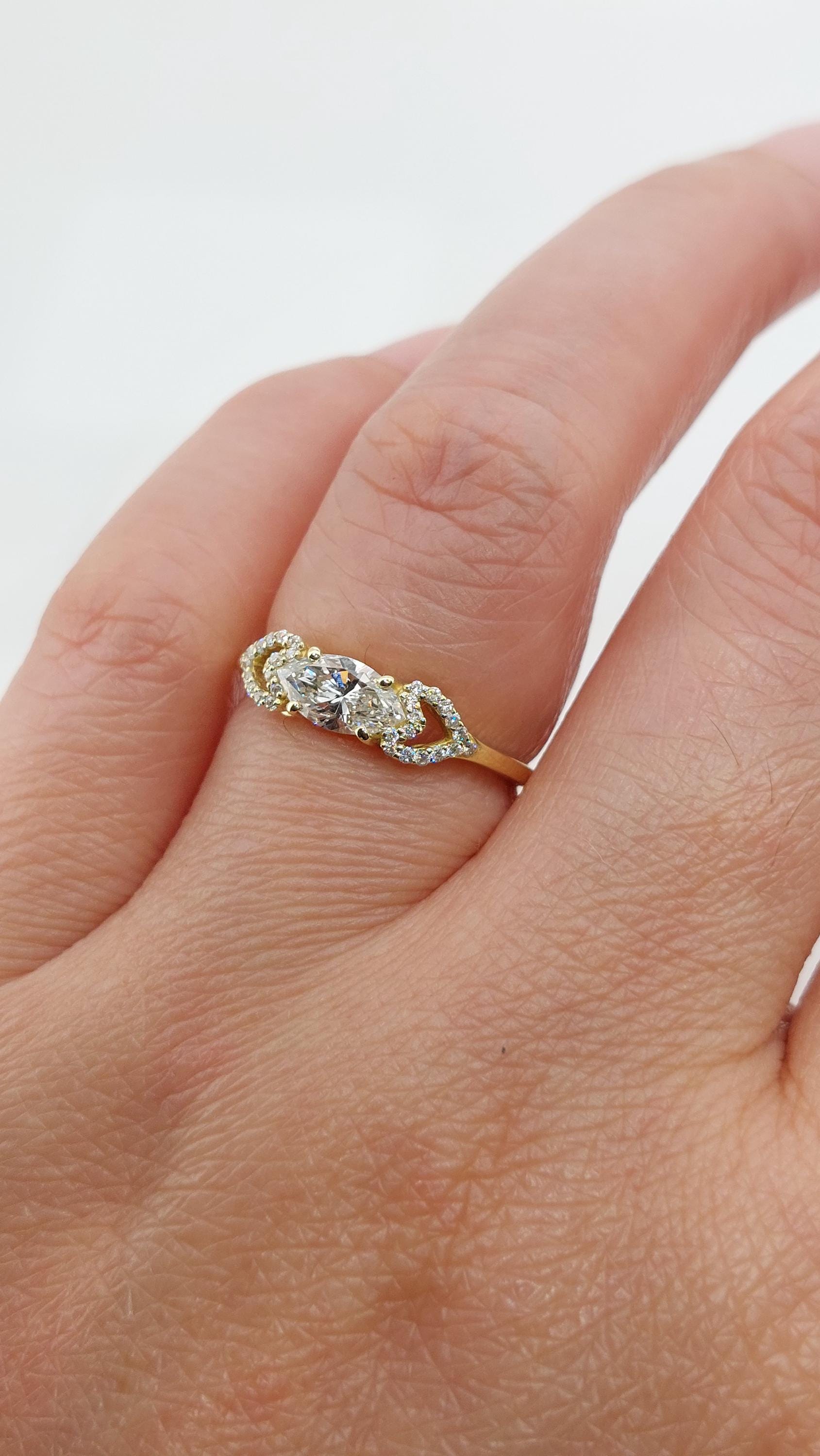 1.5 Ct Marquise Lab Diamond Engagement Ring