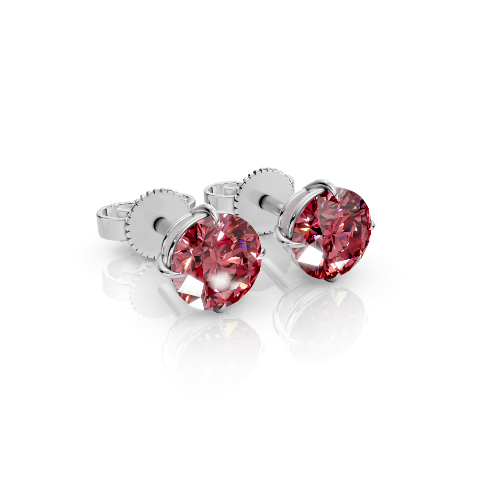 Round Cut Color Diamond Stud Earrings 1 Ct engagement ring in 10K Solid Gold — custom handcrafted by Forever For Love