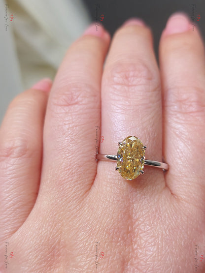 3 Ct Oval Diamond, Moissanite Engagement Ring