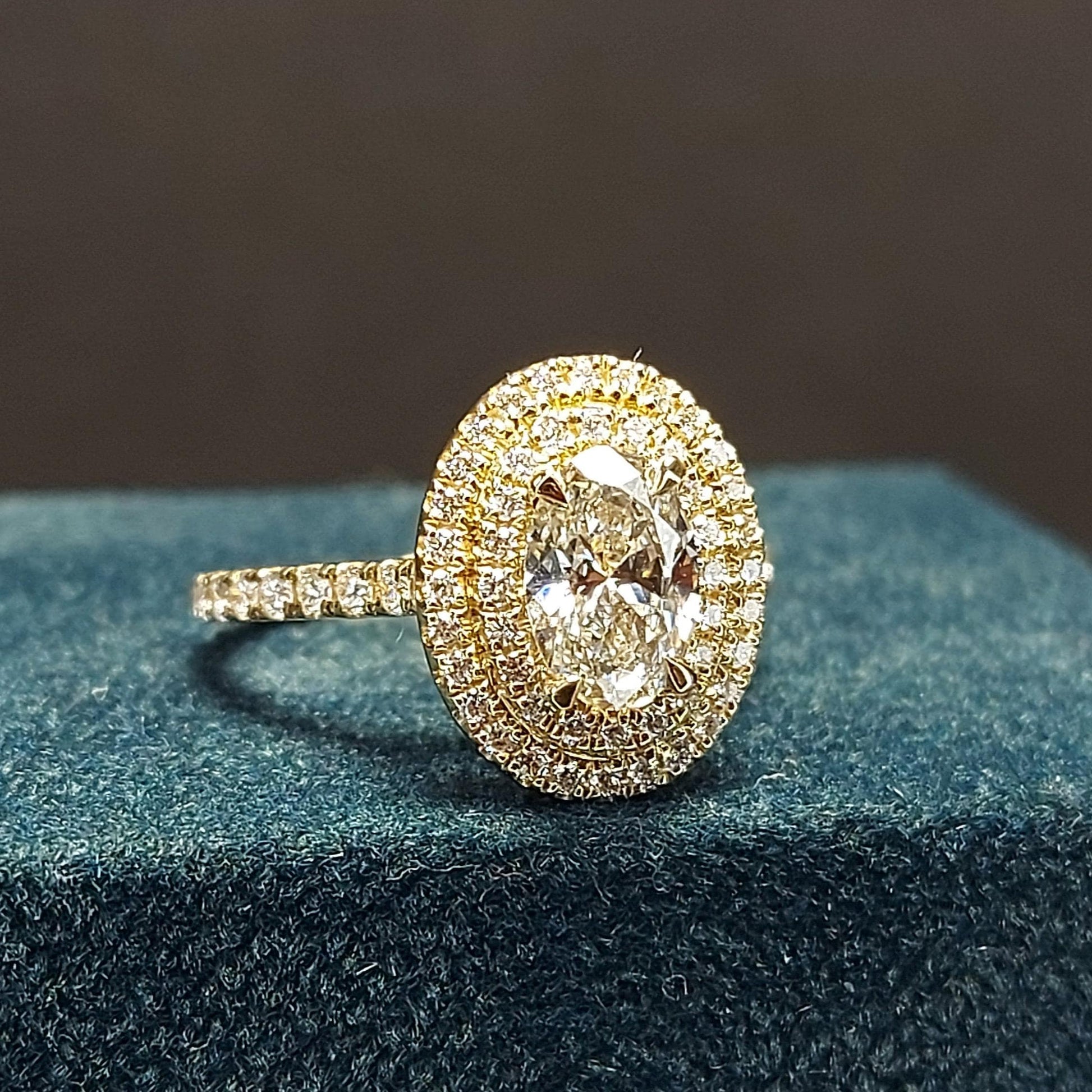 IGI Certified Oval Lab Diamond Halo Engagement Ring