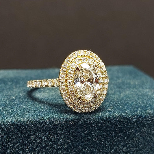 IGI Certified Oval Lab Diamond Halo Engagement Ring