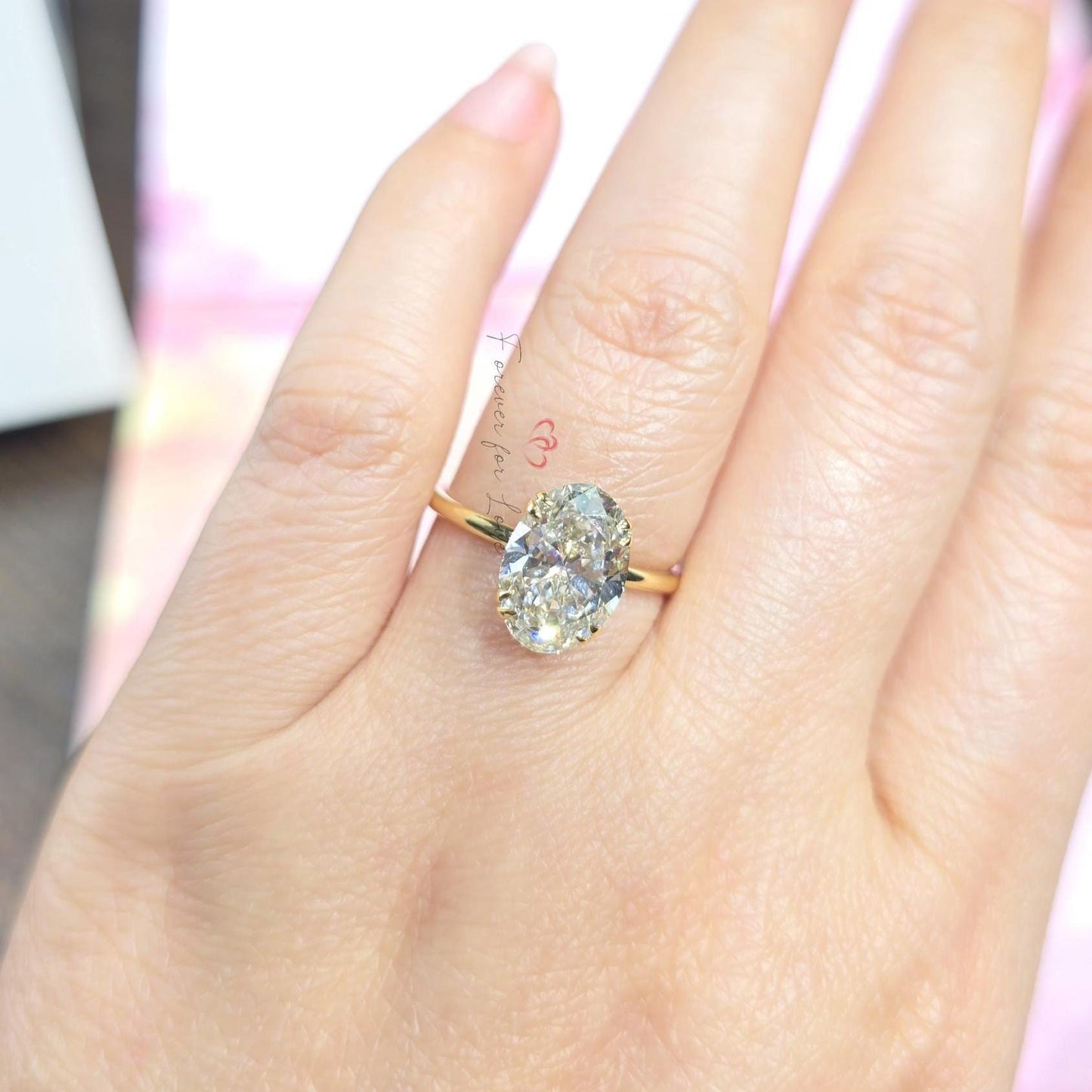3 Karat IGI-zertifizierter ovaler Labor-Diamant-Verlobungsring Oval cut Moissanite engagement ring in 935 Argentium Silber — custom handcrafted by Forever For Love