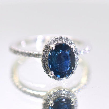2 Ct Oval Blue Diamond, Sapphire Engagement Ring