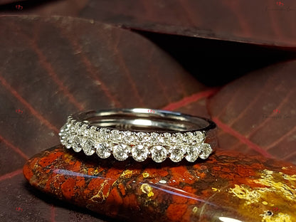 Vintage Moissanite Round cut Wedding Band half eternity promise ring Rose Gold engagement band Women anniversary band ring