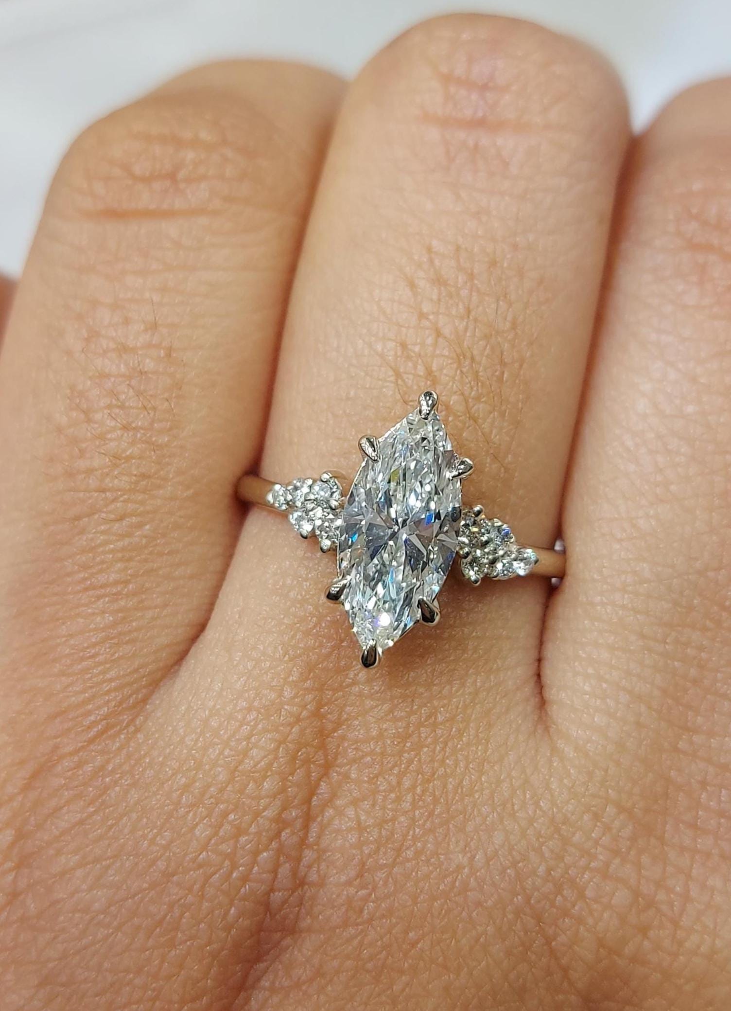 1.5 Ct IGI Certified Marquise Lab Diamond Engagement Ring