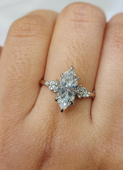 1.5 Ct IGI Certified Marquise Lab Diamond Engagement Ring