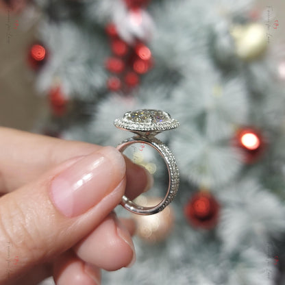 IGI Certified Oval Lab Diamond Halo Engagement Ring