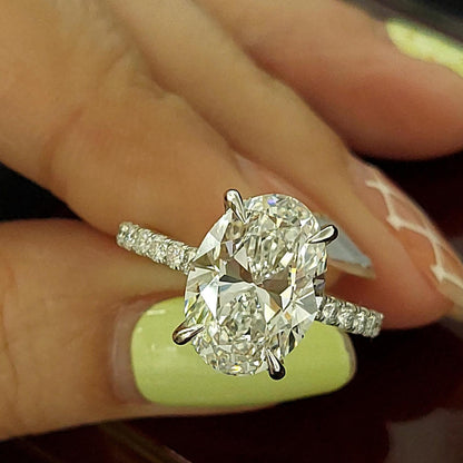 4 Ct Oval Lab Diamond Engagement Ring