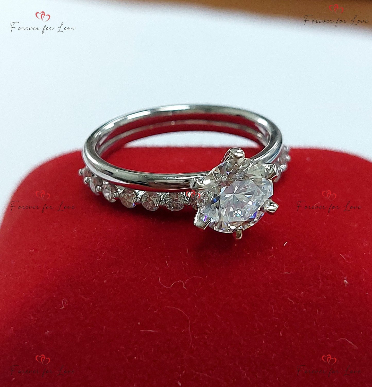 1.5 Ct IGI Certified Round Diamond Engagement Ring Round cut 1Ct Moissanite Brilliant Cut engagement ring in 935 Argentium Silver — custom handcrafted by Forever For Love