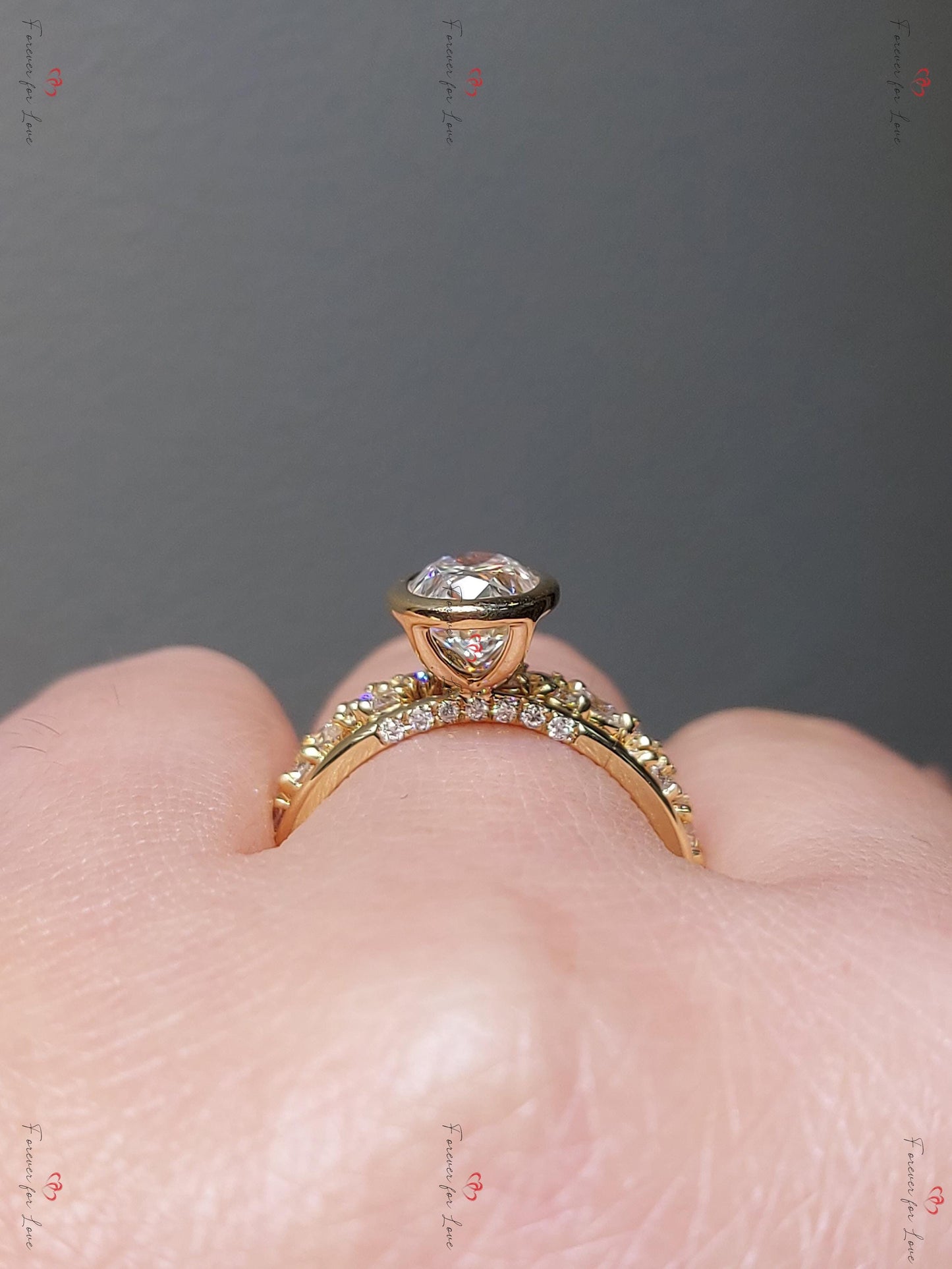 2 Ct Oval Moissanite Eternity Band Oval cut Moissanite Brilliant Cut engagement ring in 935 Argentium Silver — custom handcrafted by Forever For Love