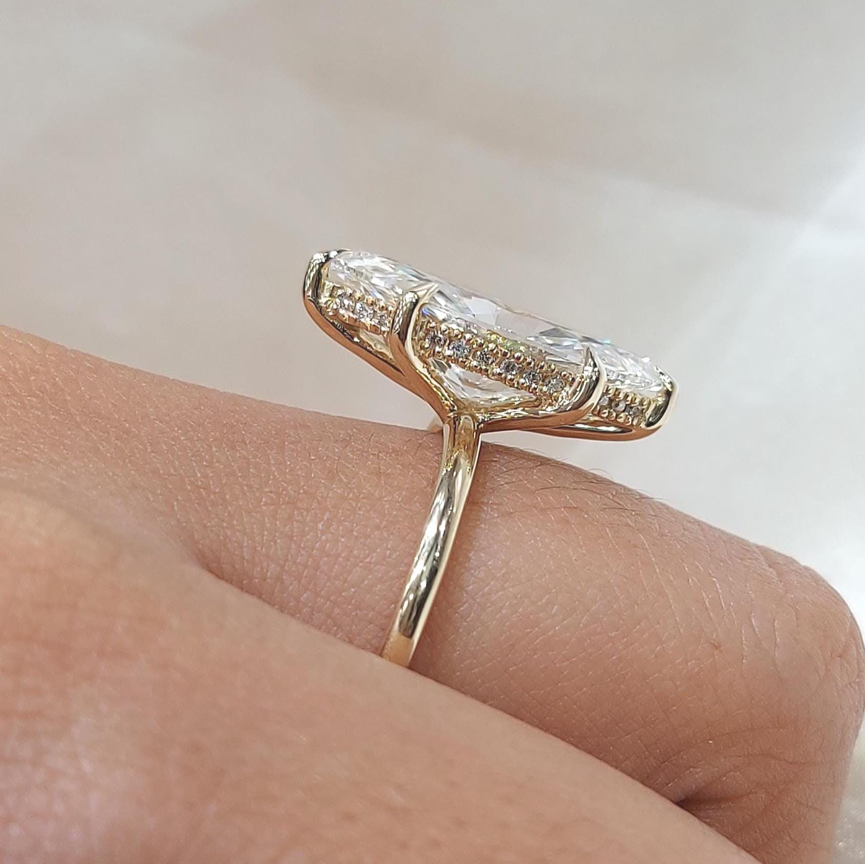 4.1 Ct IGI Certified Marquise Lab Diamond Hidden Halo Engagement Ring