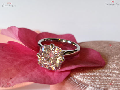 4 Ct IGI Certified Cushion Lab Diamond Hidden Halo Engagement Ring