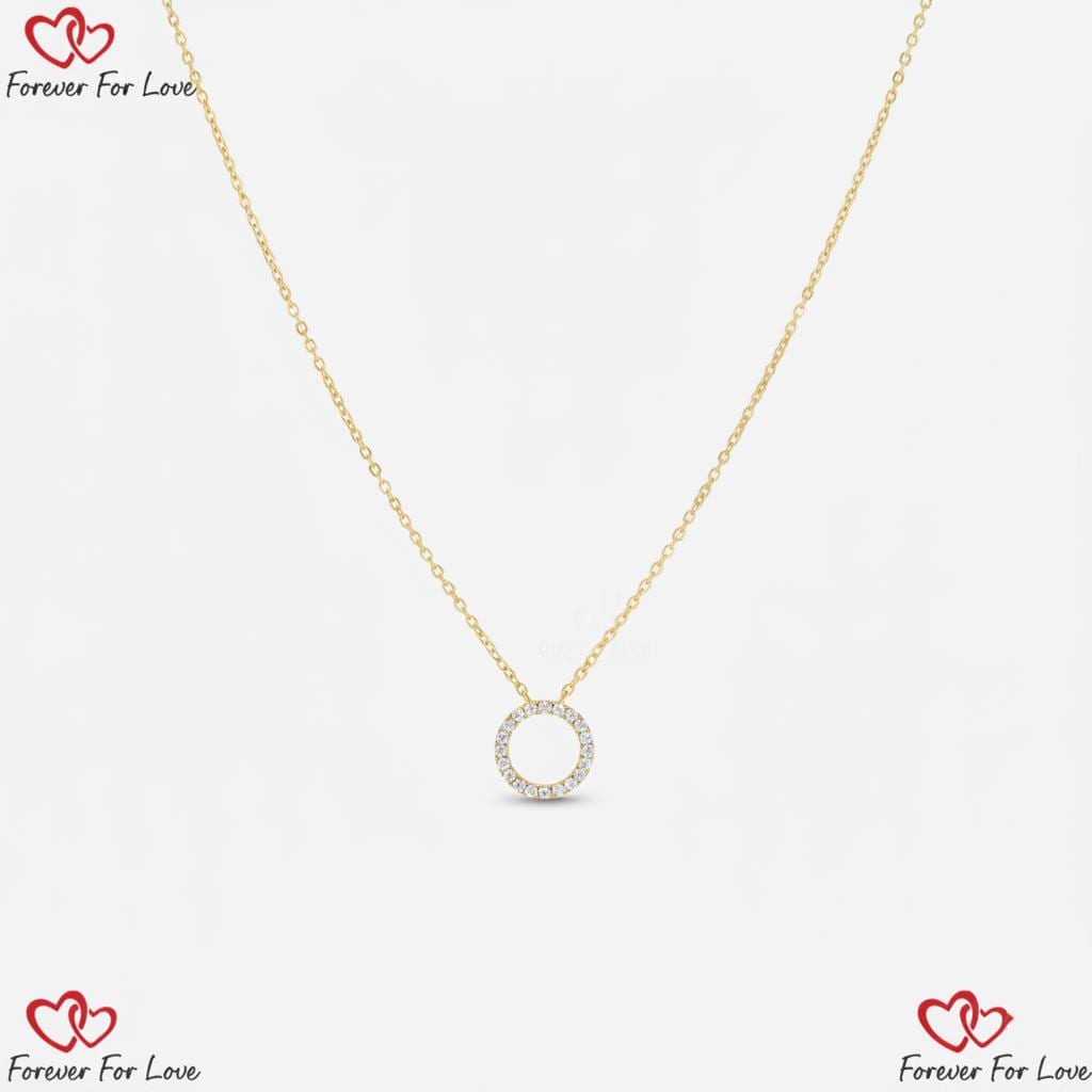 Rundes Laborgezüchtetes Diamant-Collier für Damen, Kreis-Anhänger, Anhänger für Frauen, Geschenk für sie, Jubiläumsgeschenke, Gelbgold-Anhänger für sie Moissanite engagement ring in Gold or Platinum — custom handcrafted by Forever For Love