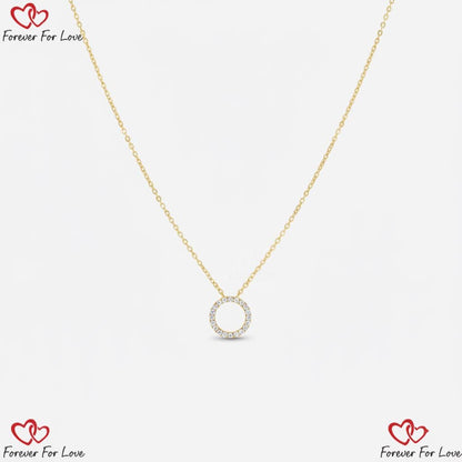 Rundes Laborgezüchtetes Diamant-Collier für Damen, Kreis-Anhänger, Anhänger für Frauen, Geschenk für sie, Jubiläumsgeschenke, Gelbgold-Anhänger für sie