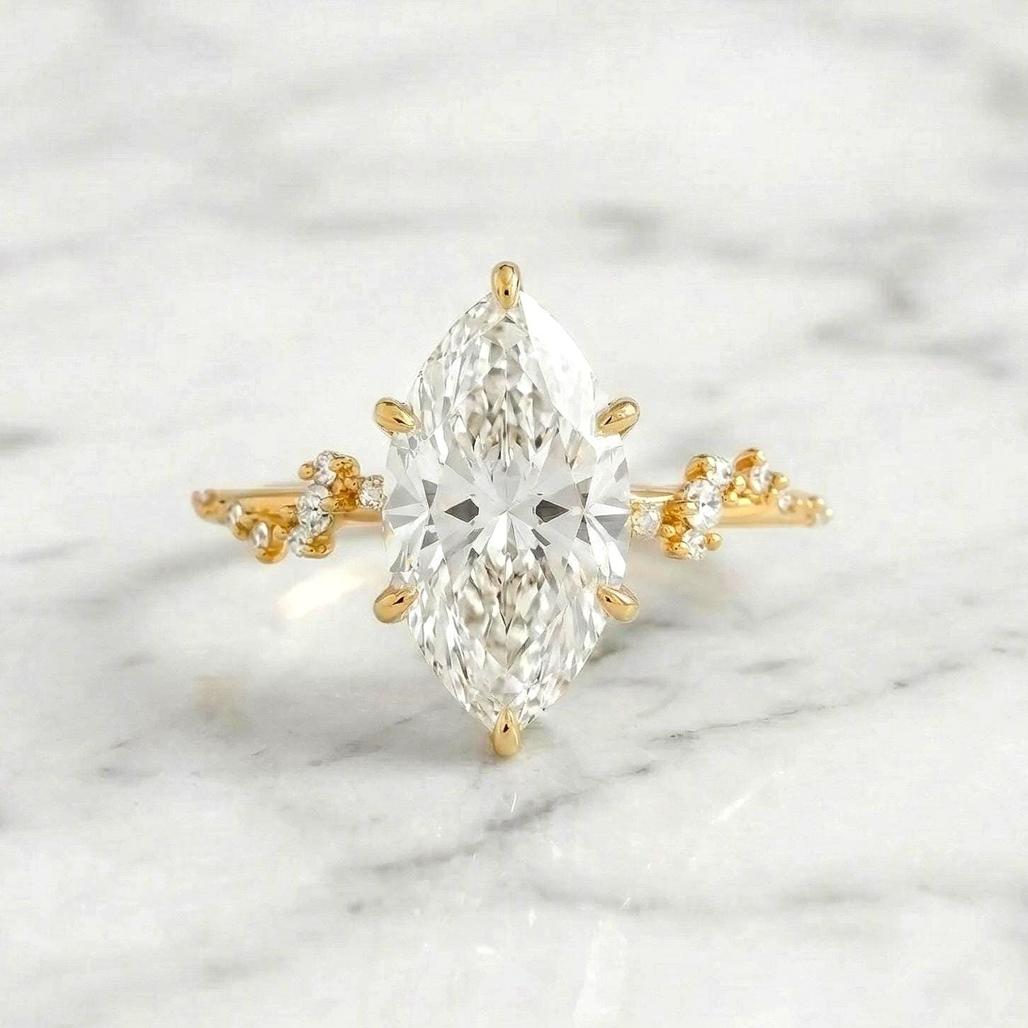 3.25 Ct IGI Certified Marquise Lab Diamond Engagement Ring