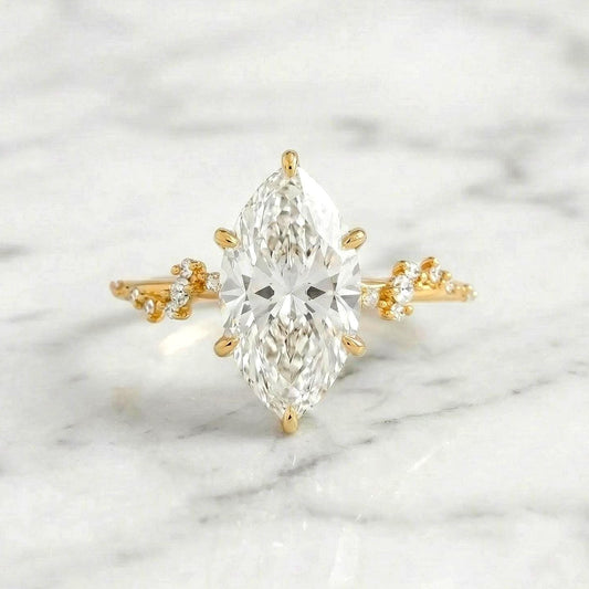 3.25 Ct IGI Certified Marquise Lab Diamond Engagement Ring