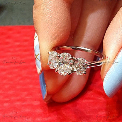 2 Ct IGI Certified Oval Diamond Three Stone Ring