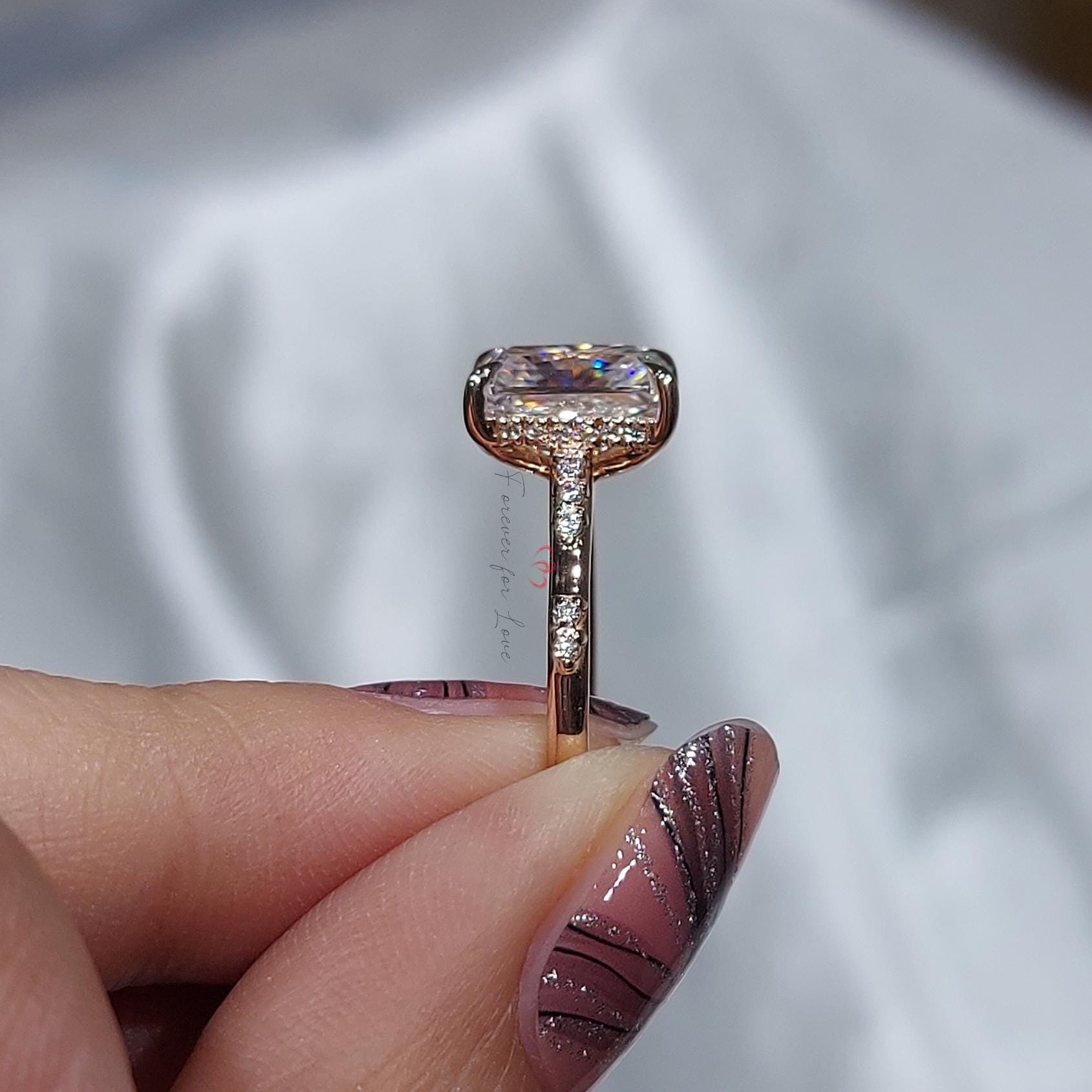 2.5 Ct Radiant Diamond, Moissanite Solitaire Engagement Ring