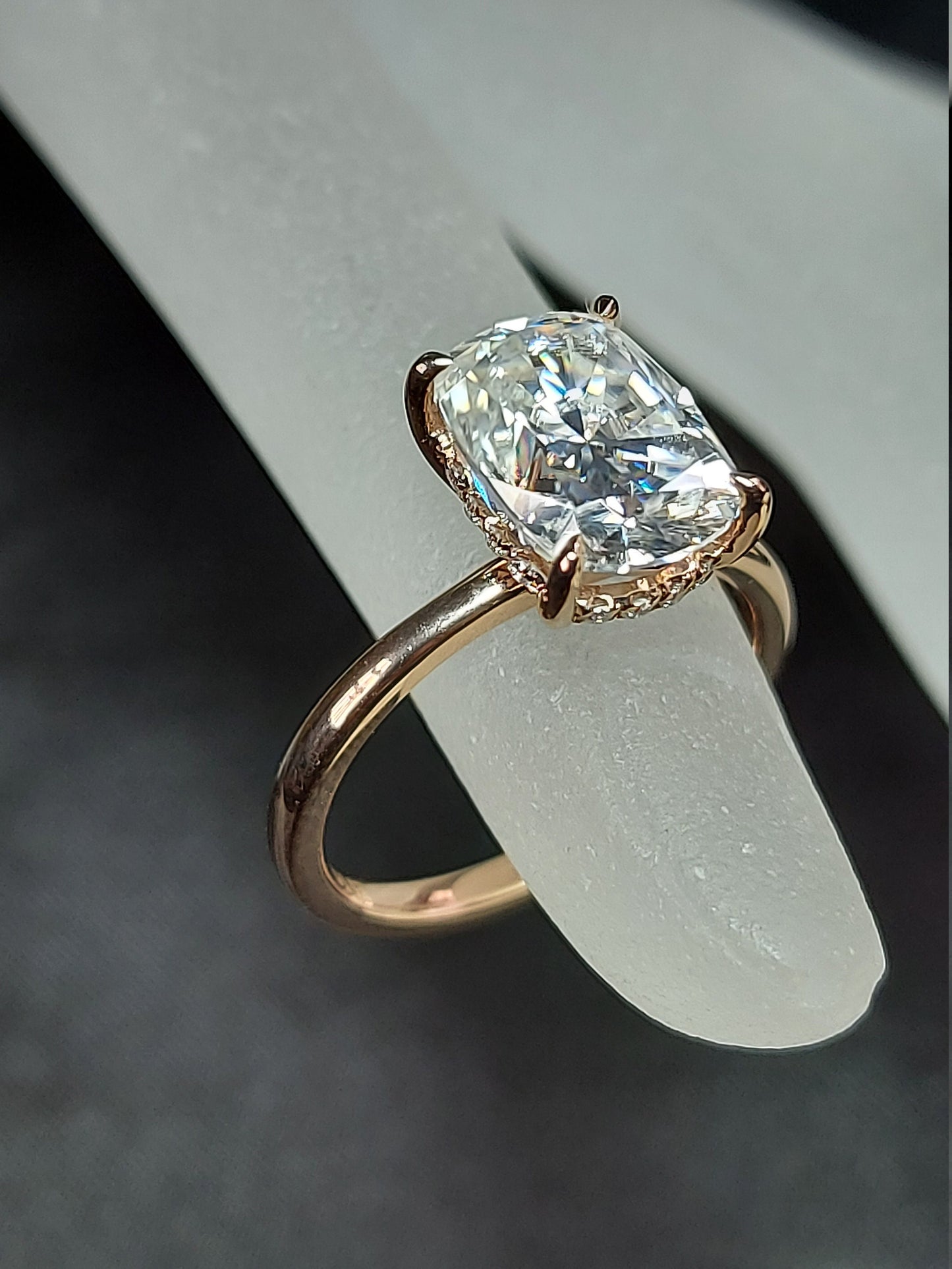 Cushion Moissanite Solitaire Engagement Ring Cushion cut 1Ct Moissanite Brilliant Cut engagement ring in 935 Argentium Silver — custom handcrafted by Forever For Love