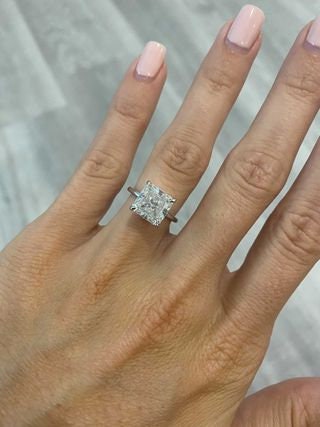 Radiant Moissanite Solitaire Engagement Ring