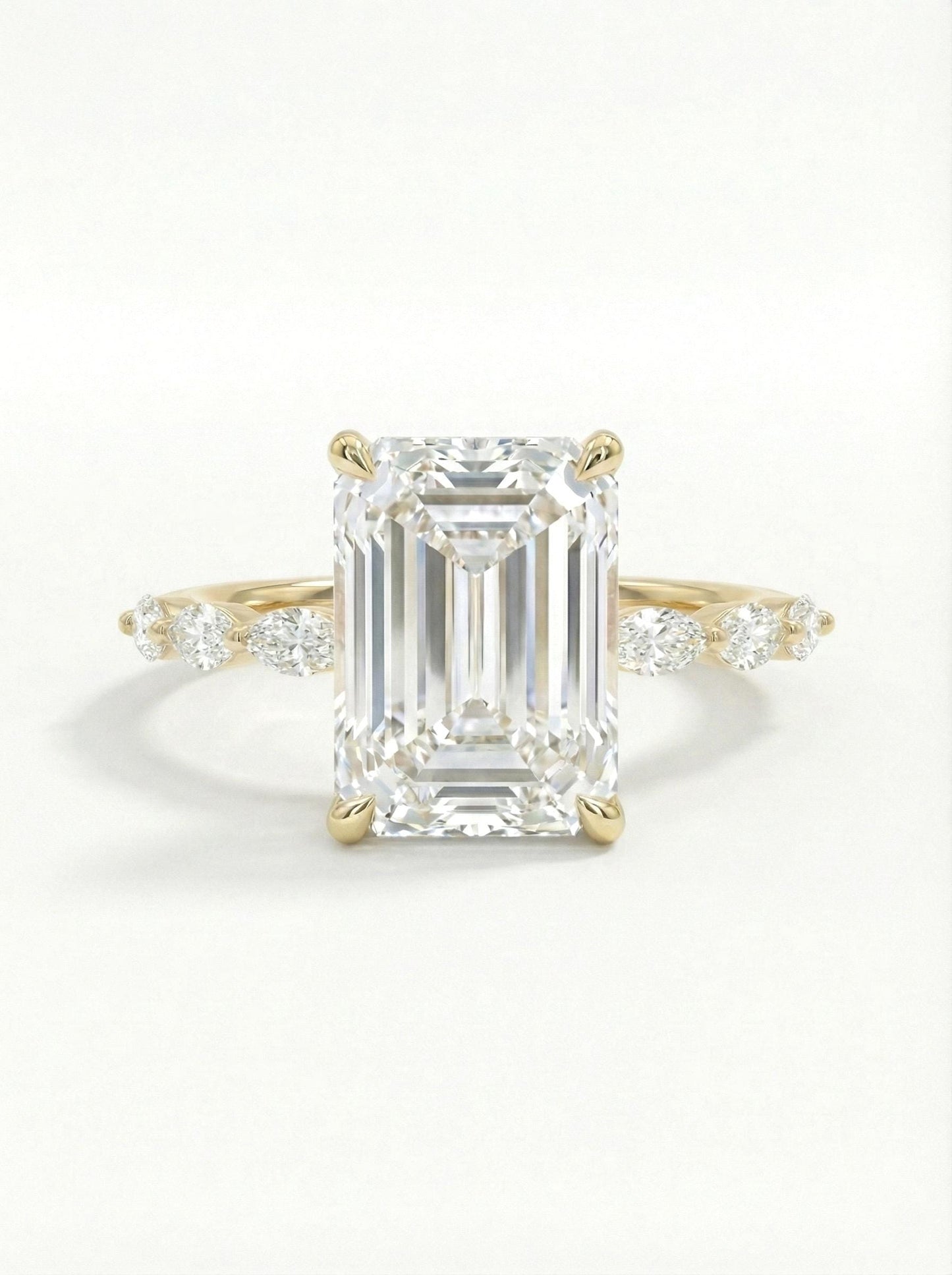 5.5 Ct IGI Certified Emerald Lab Diamond Engagement Ring Emerald cut 1Ct Moissanite Brilliant Cut engagement ring in 935 Argentium Silver — custom handcrafted by Forever For Love