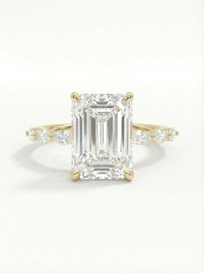 5.5 Ct IGI Certified Emerald Lab Diamond Engagement Ring