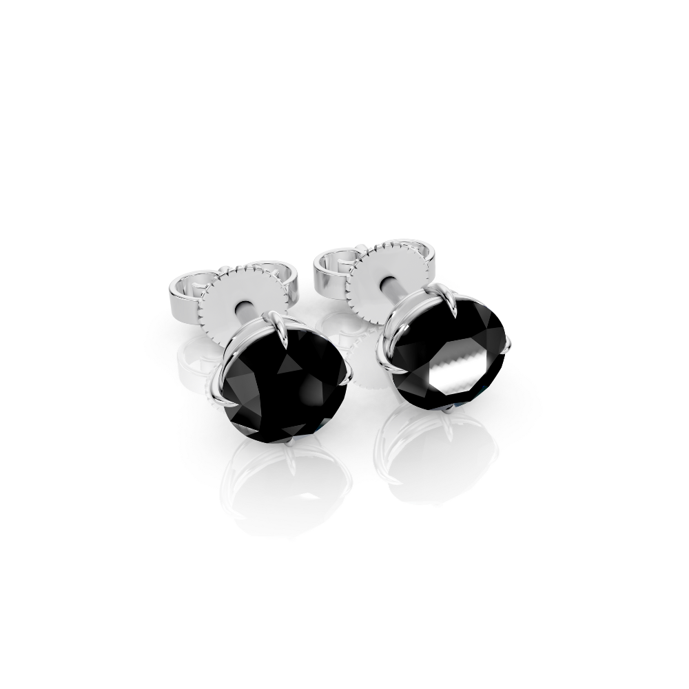 Round Cut Color Diamond Stud Earrings 1 Ct engagement ring in 10K Solid Gold — custom handcrafted by Forever For Love