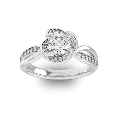 1 Ct Natural Diamond, Moissanite Engagement Ring