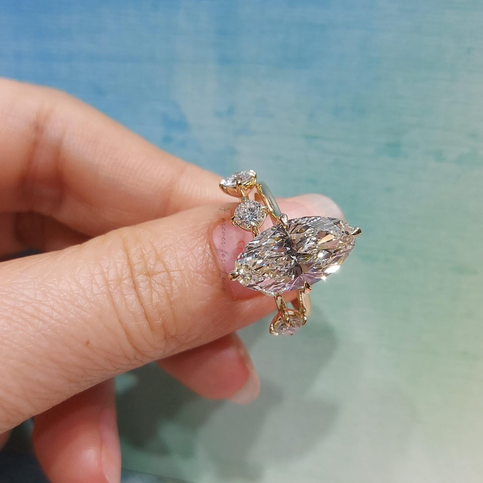 4 Carat Oval Cut Lab Grown Diamond Engagement Ring Bridal Set, E, VVS2 Diamond Ring for Women Anniversary Gift Diamond Ring, sold as set.