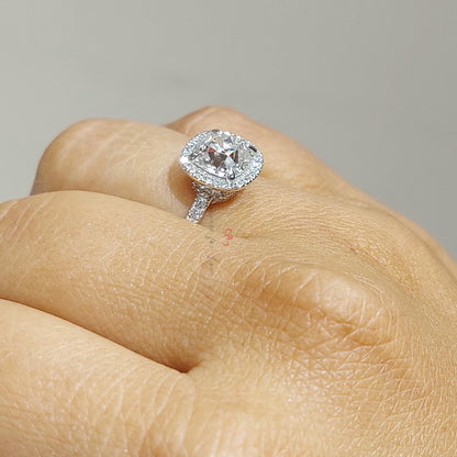 Cushion Moissanite Halo Engagement Ring