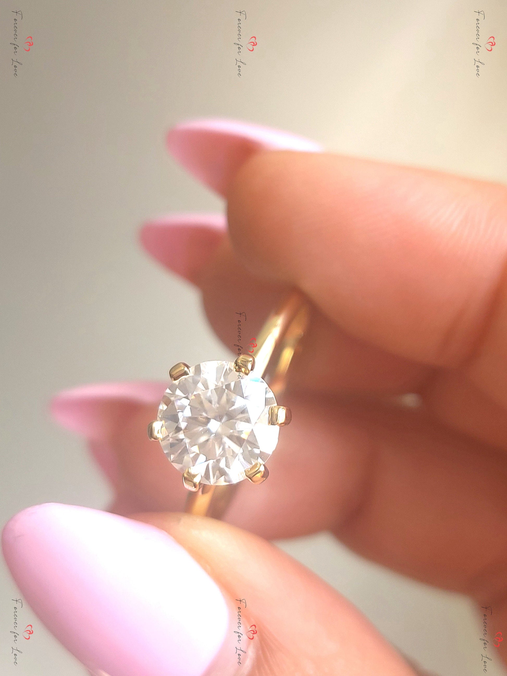 2 Ct Round Moissanite Solitaire Engagement Ring