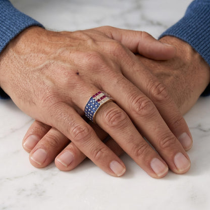 Rectangular Diamond, Sapphire, Ruby Band