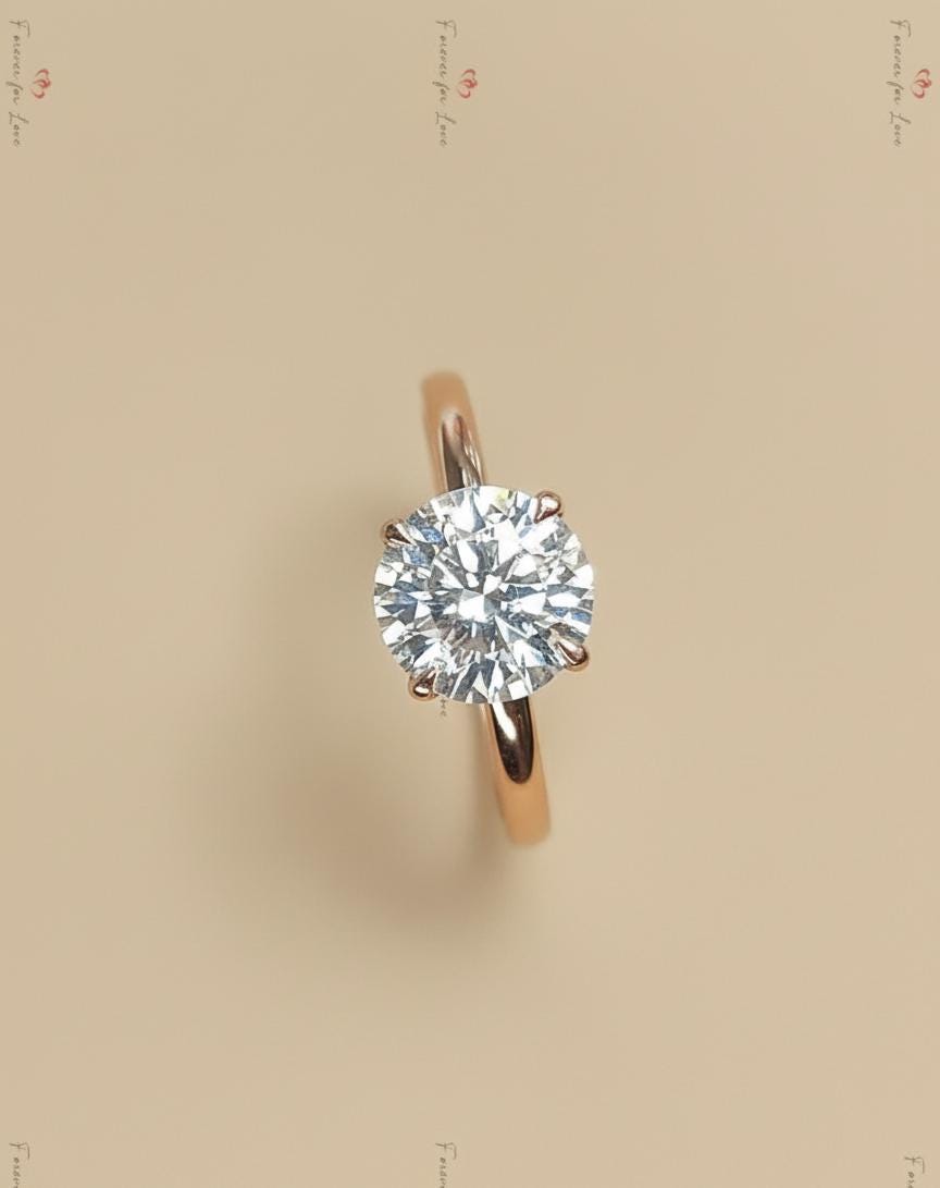 3 Ct IGI Certified Round Lab Diamond Solitaire Engagement Ring Round cut 1Ct Moissanite Brilliant Cut engagement ring in 935 Argentium Silver — custom handcrafted by Forever For Love