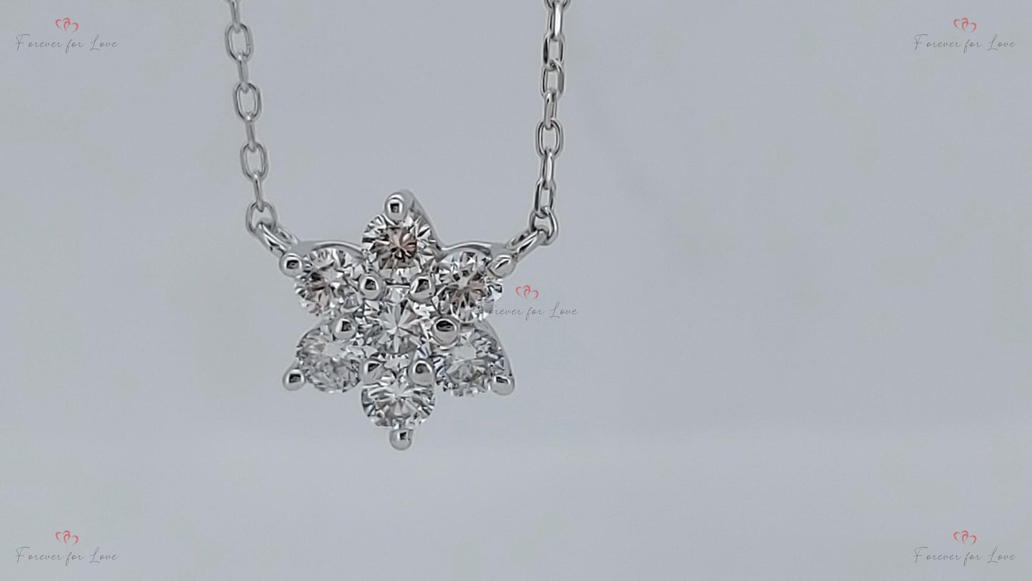Collier Fleur Diamant, Or Jaune 14 carats, Pendentif Cœur Minimaliste Délicat, Véritable Diamant, Collier Femme, Cadeau Spécial Pour Elle. Moissanite engagement ring in Gold or Platinum — custom handcrafted by Forever For Love