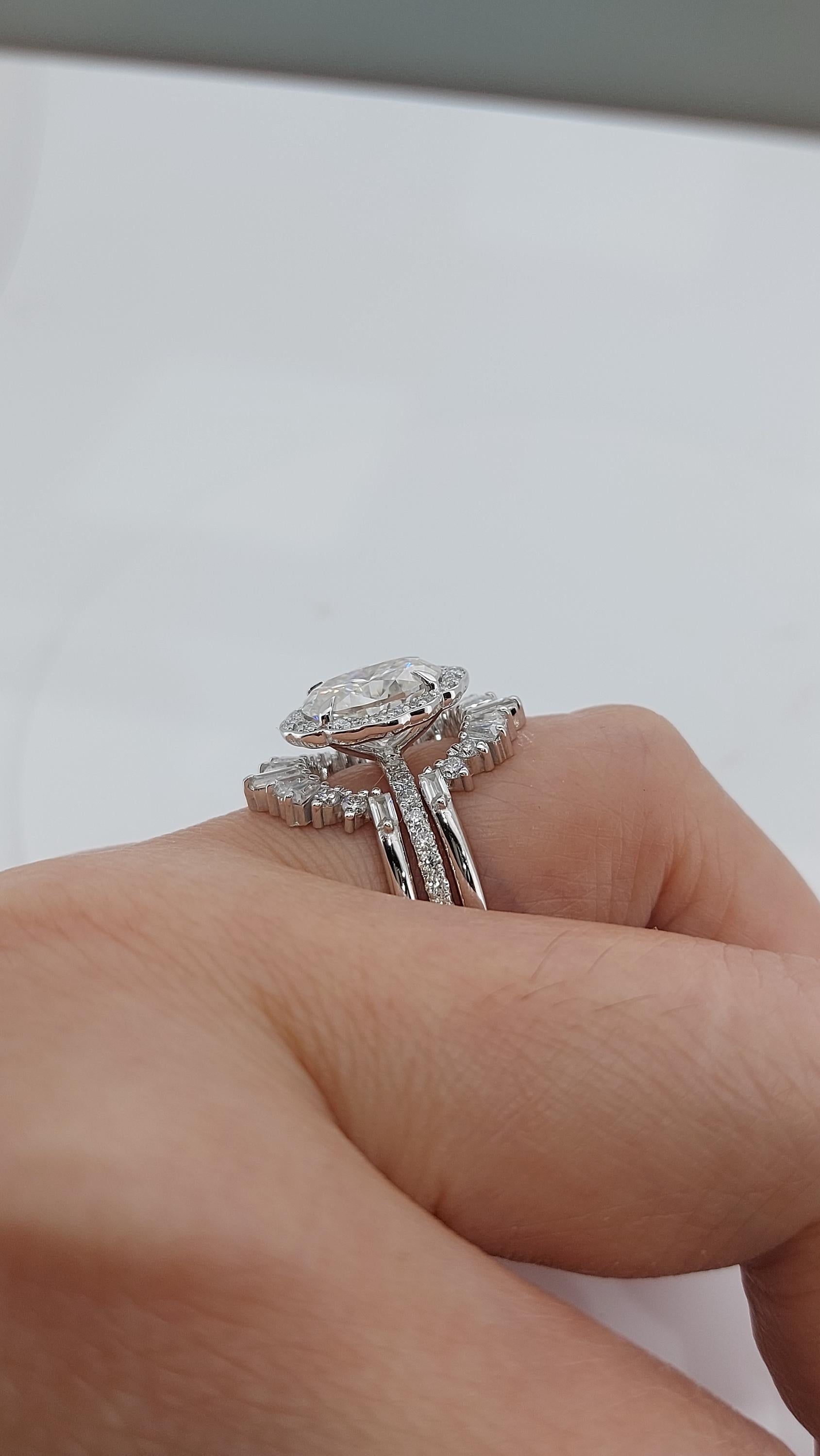 2 Ct Oval Moissanite Hidden Halo Engagement Ring