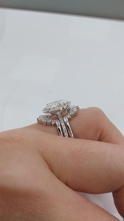 2 Ct Oval Moissanite Hidden Halo Engagement Ring