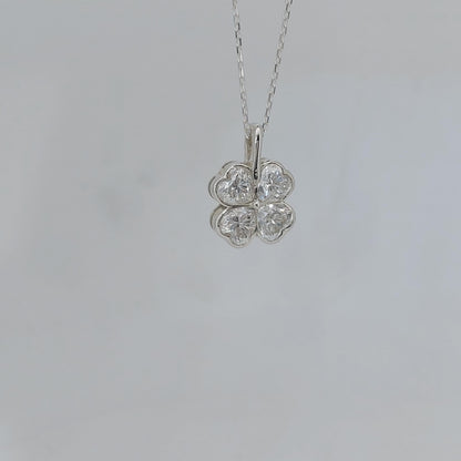 Collier Trèfle Cœur Diamant, Or Jaune 14 carats, Pendentif Cœur Minimaliste Délicat, Collier Femme en Vrai Diamant, Cadeau Spécial Pour Elle.