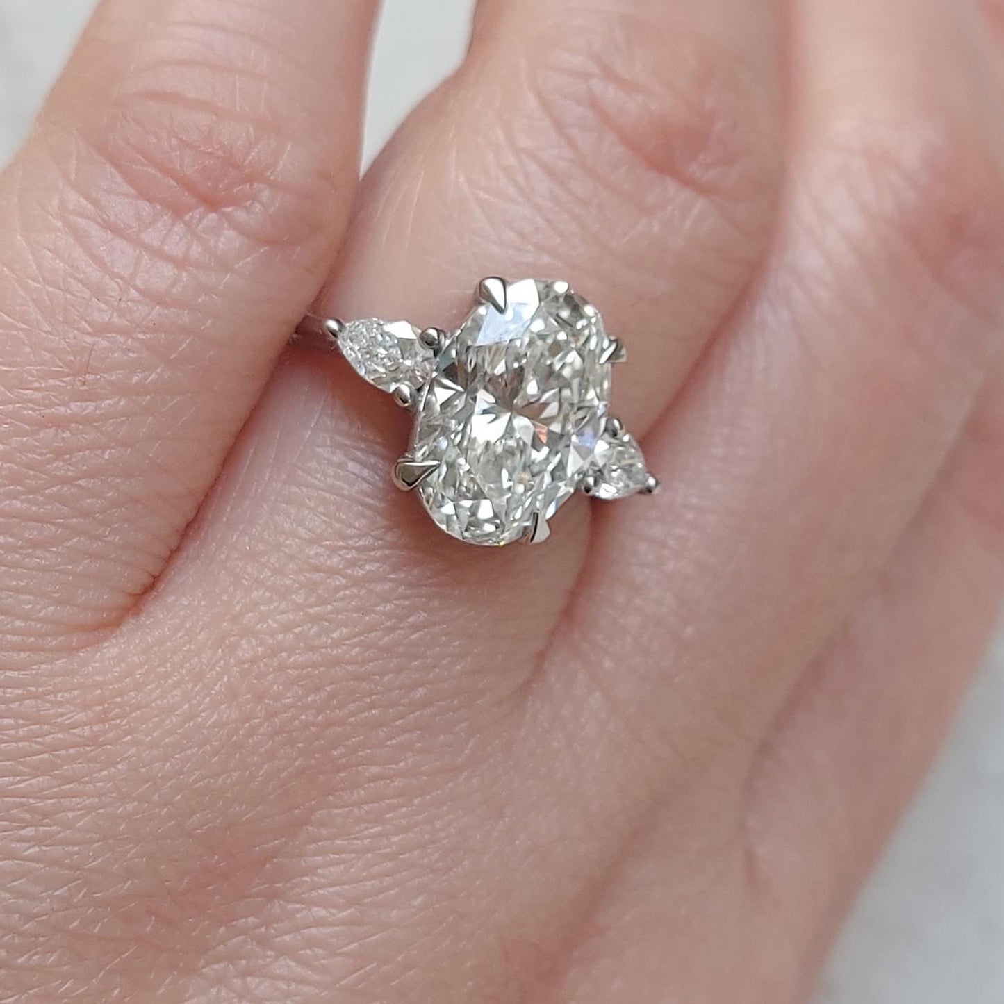 4 Ct IGI Certified Oval Lab Diamond Hidden Halo Ring Oval cut 1Ct Moissanite Brilliant Cut engagement ring in 935 Argentium Silver — custom handcrafted by Forever For Love