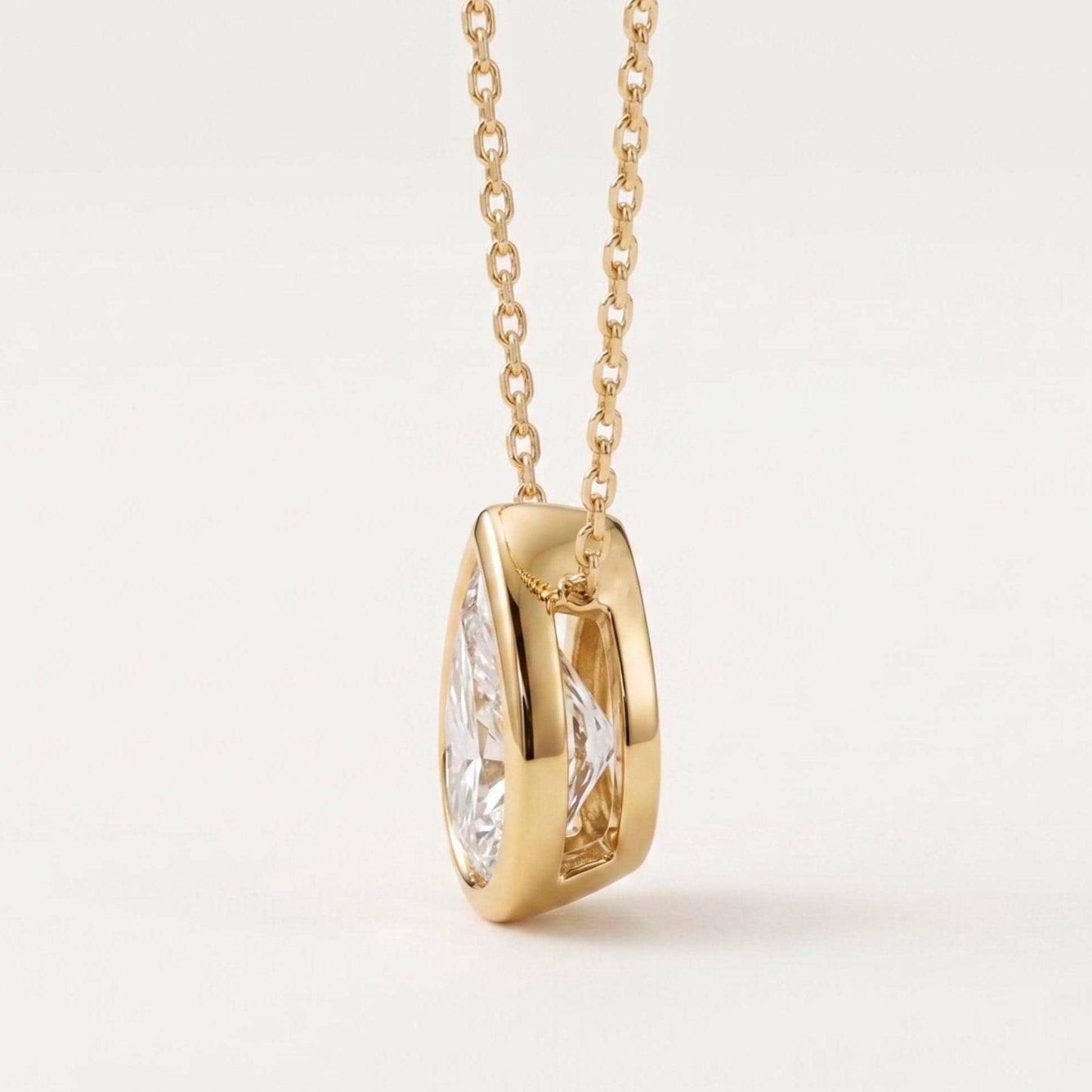 1ct Pear Shape Lab Diamond Necklace, Bezel setting Diamond Necklace, Solid Gold Jewelry, Lab Grown Diamond, Classic Pendant, Gift for Her Moissanite engagement ring in Gold or Platinum — custom handcrafted by Forever For Love