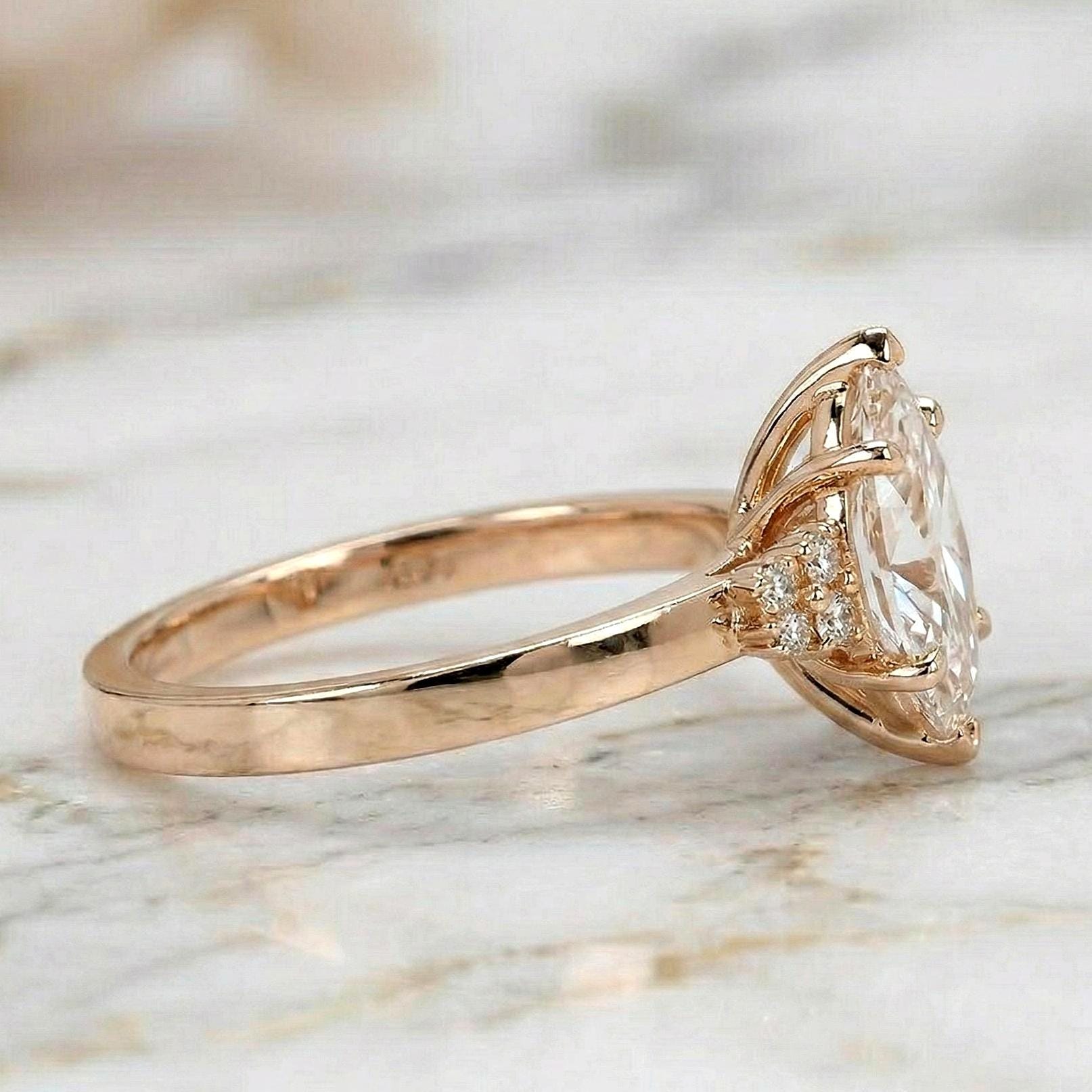 Marquise Lab Diamond Engagement Ring