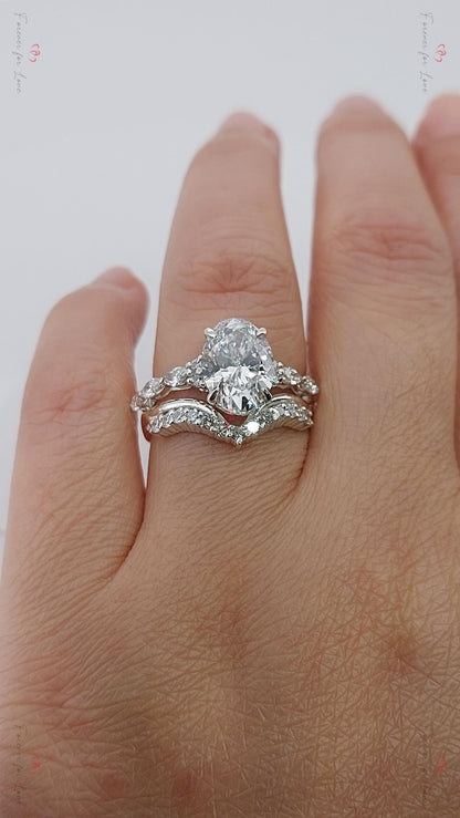 3 Ct Oval Lab Diamond Hidden Halo Engagement Ring