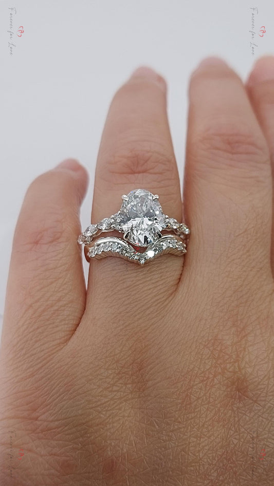 3 Ct Oval Lab Diamond Hidden Halo Engagement Ring
